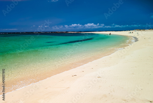 View of the beautiful Playa Chica Beach, El Cotillo - Fuerteventura, Canary Islands