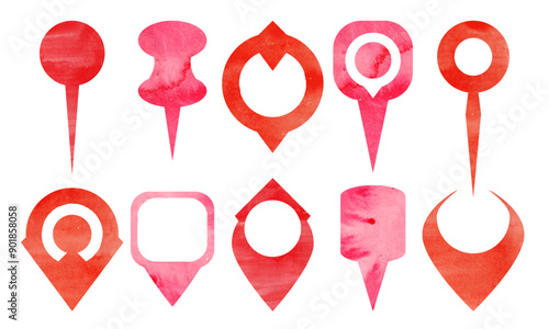 Watercolor map pointer location sign vector	