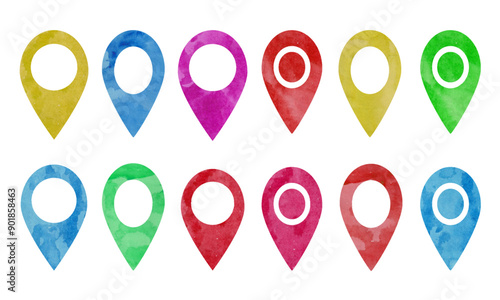 colorful location icon, simple location icon. multicolor location sign