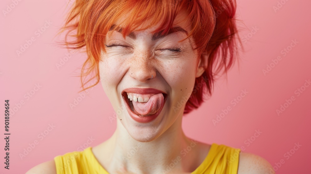 The playful redhead woman The playful redhead woman