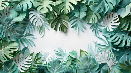 Wallpaper Mural Sustainable ESG Green Concept with Paper Art Collage of Lush Green Leaves for Eco-Friendly and Environmental Themes Torontodigital.ca