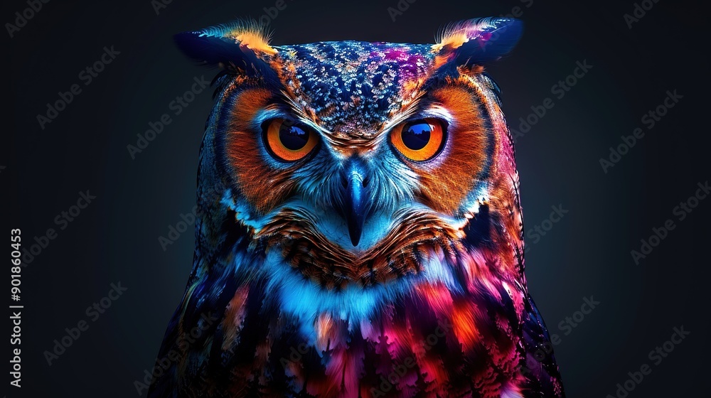 Owl's eye on black background - more descriptive Owl's eye on black background - more descriptive