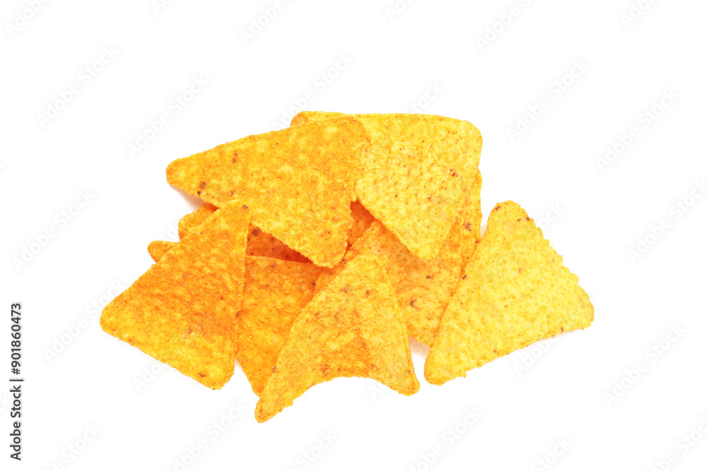 Fototapeta premium Corn chips, nachos isolated on white background.