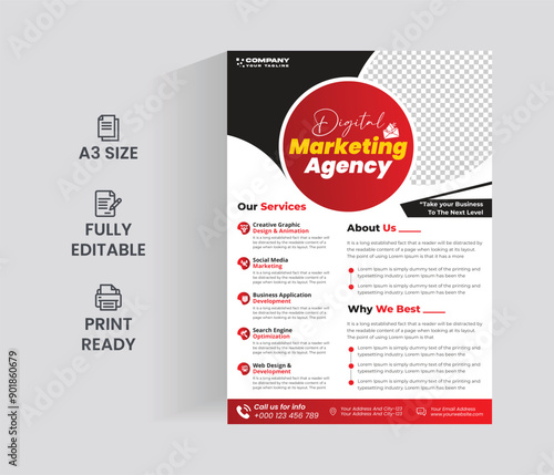 Digital Marketing Agency Service Business Flyer or Poster Banner Design Template photo