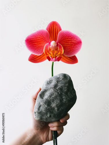 Delicate flower holding a h...