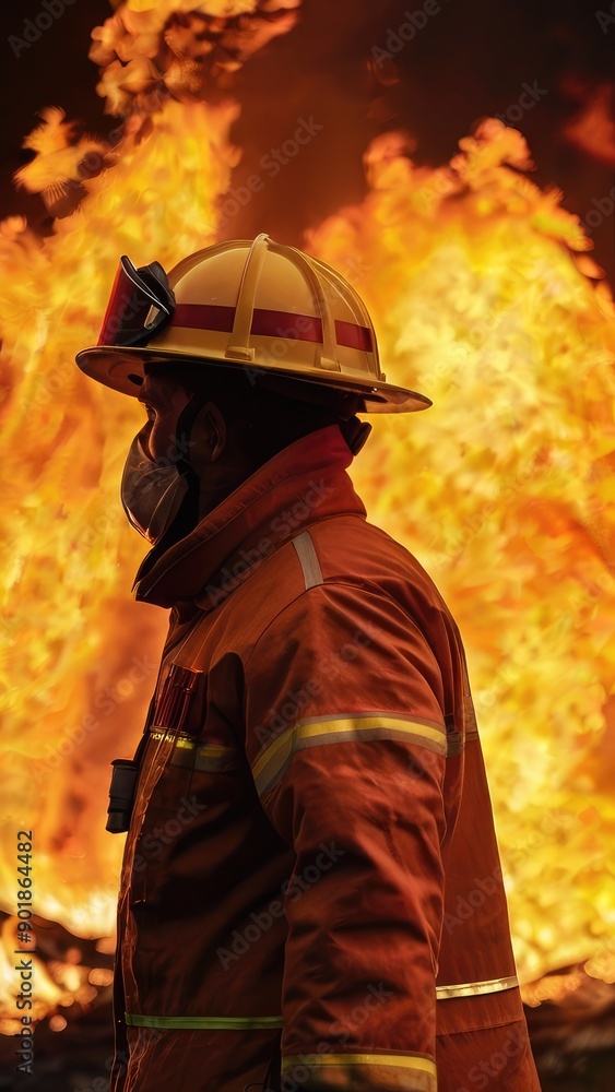 firefighter in a mask at a fire firefighter in a mask at a fire