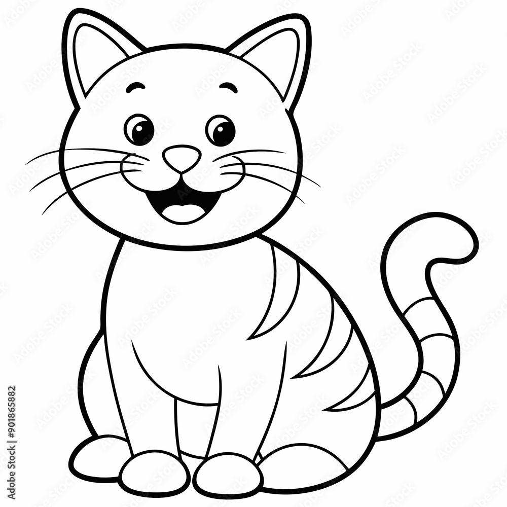 engaging line art illustration of a friendly cat vector SVG engaging line art illustration of a friendly cat vector SVG