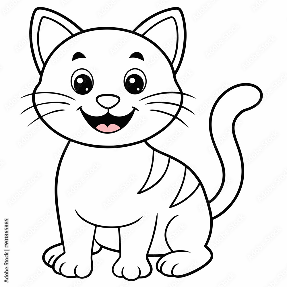 engaging line art illustration of a friendly cat vector SVG engaging line art illustration of a friendly cat vector SVG