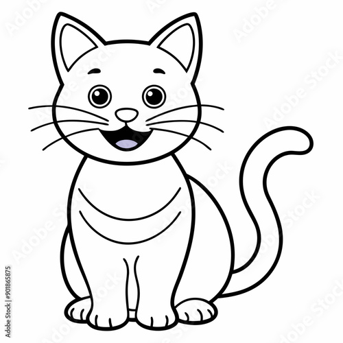 engaging line art illustration of a friendly cat vector SVG