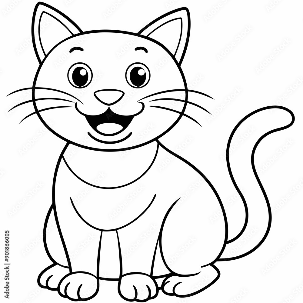 engaging line art illustration of a friendly cat vector SVG engaging line art illustration of a friendly cat vector SVG