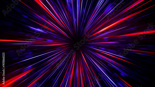 Futuristic technology abstract background with lines. Network data center server line, internet speed abstract neon lights into digital technology tunnel