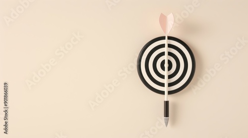 An elegant black target design with a minimalist style, set against a neutral background. The image conveys a sense of purpose and direction, with plenty of copy space for customization. photo