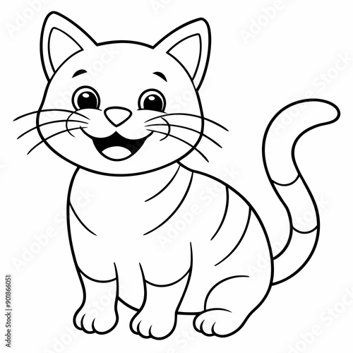 engaging line art illustration of a friendly cat vector SVG