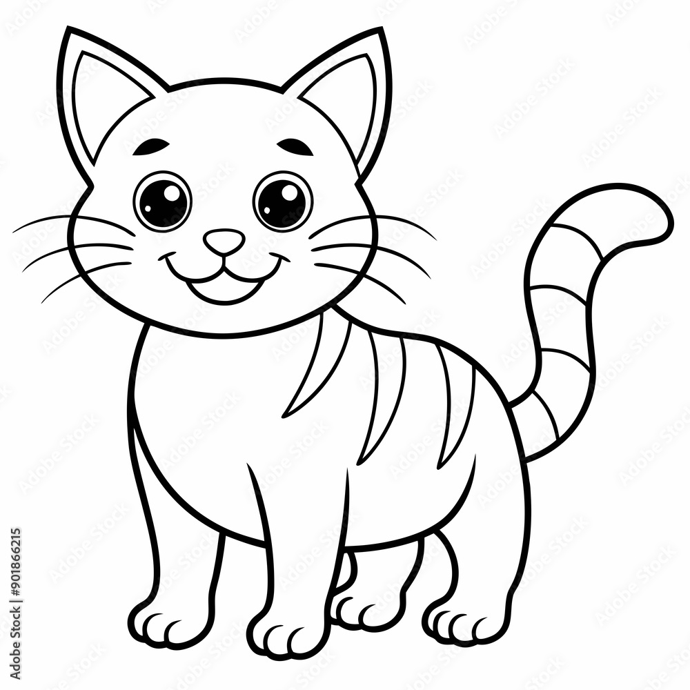 engaging line art illustration of a friendly cat vector SVG engaging line art illustration of a friendly cat vector SVG