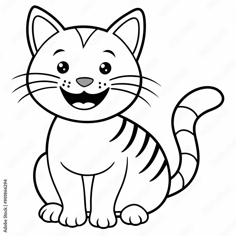 engaging line art illustration of a friendly cat vector SVG engaging line art illustration of a friendly cat vector SVG