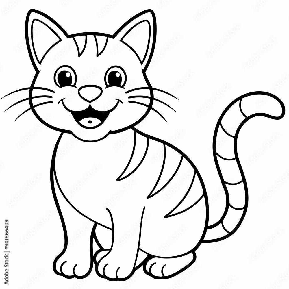 engaging line art illustration of a friendly cat vector SVG engaging line art illustration of a friendly cat vector SVG