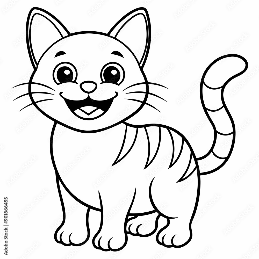 engaging line art illustration of a friendly cat vector SVG engaging line art illustration of a friendly cat vector SVG