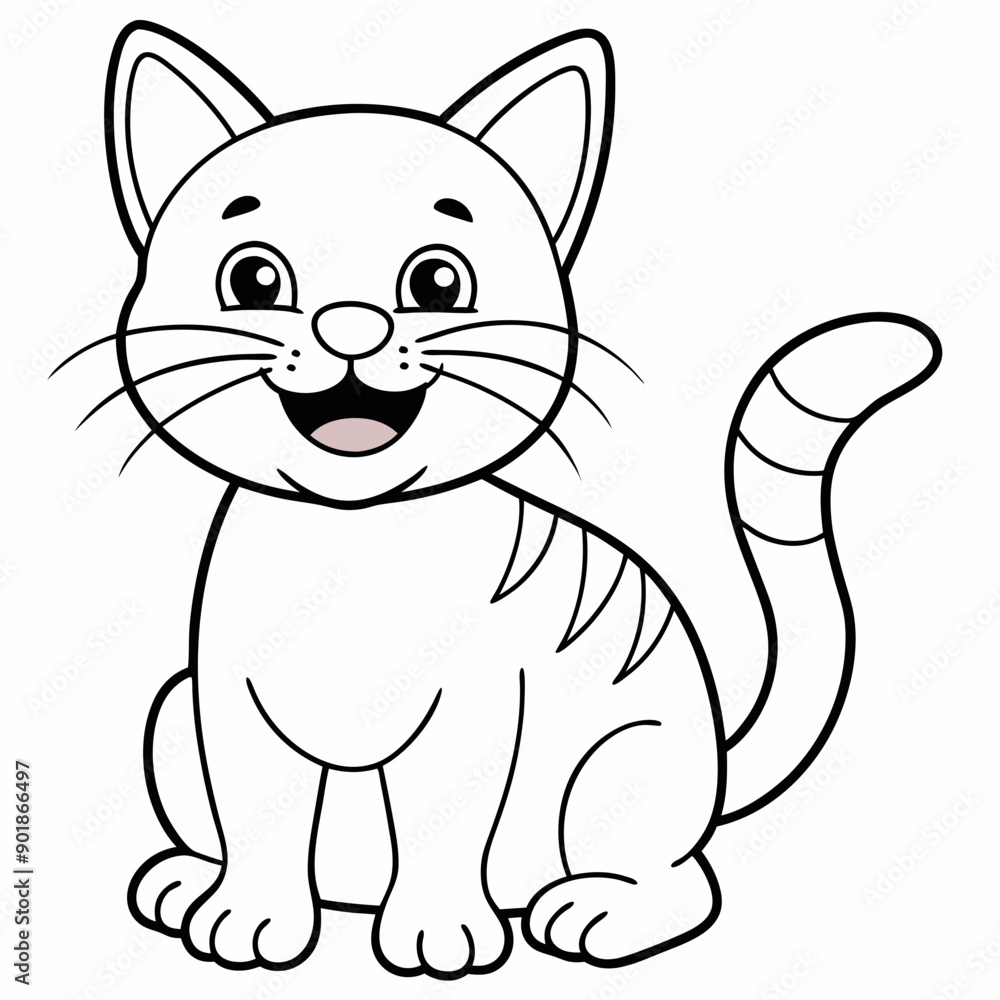 engaging line art illustration of a friendly cat vector SVG engaging line art illustration of a friendly cat vector SVG