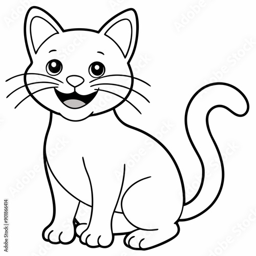 engaging line art illustration of a friendly cat vector SVG