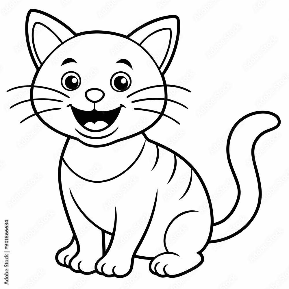 engaging line art illustration of a friendly cat vector SVG engaging line art illustration of a friendly cat vector SVG