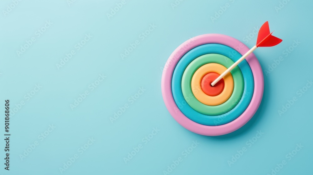 A rainbow-colored target symbol isolated on a plain background, with space for custom text or graphics. The minimalist composition conveys a sense of purpose and direction. A rainbow-colored target symbol isolated on a plain background, with space for custom text or graphics. The minimalist composition conveys a sense of purpose and direction.
