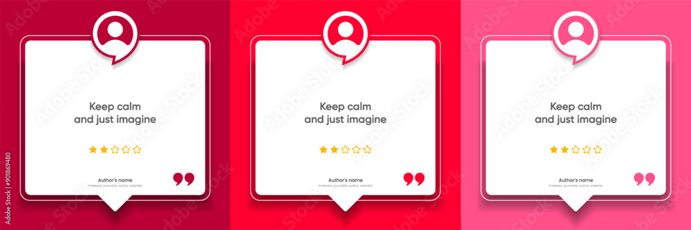 Fototapeta premium 3D bubble testimonial banner, quote, infographic. Social media post template designs for quotes. Empty speech bubbles, quote bubbles and text box. Vector Illustration EPS10.