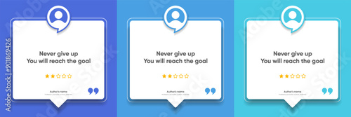 3D bubble testimonial banner, quote, infographic. Social media post template designs for quotes. Empty speech bubbles, quote bubbles and text box. Vector Illustration EPS10.