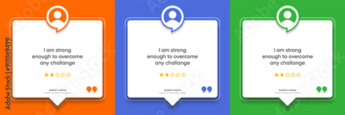 3D bubble testimonial banner, quote, infographic. Social media post template designs for quotes. Empty speech bubbles, quote bubbles and text box. Vector Illustration EPS10.