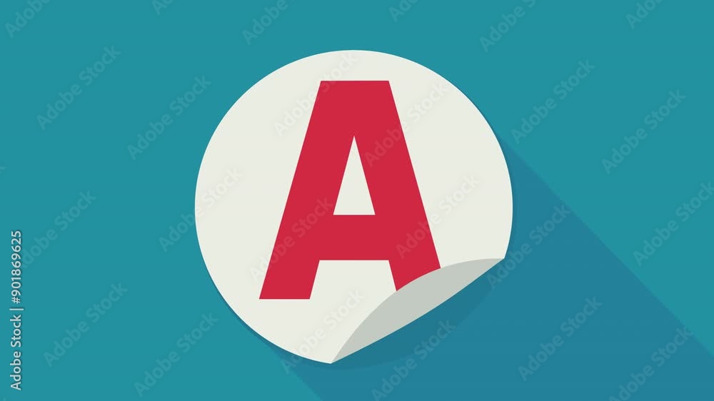 Falling round sticker with red A of the probationary driving license in France on blue background with long shadow in flat design style Falling round sticker with red A of the probationary driving license in France on blue background with long shadow in flat design style