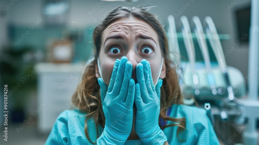 Fototapeta premium The dentist's shocked reaction
