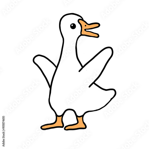 Silly Goose Cute Bird Cartoon Illustration