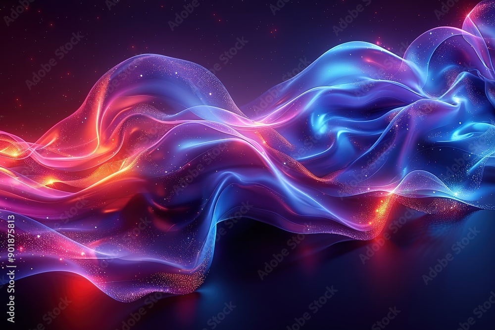 Obraz premium A long, flowing piece of fabric with a blue and red swirl