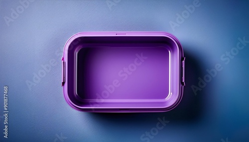 Purple lunch box Empty container for food top view