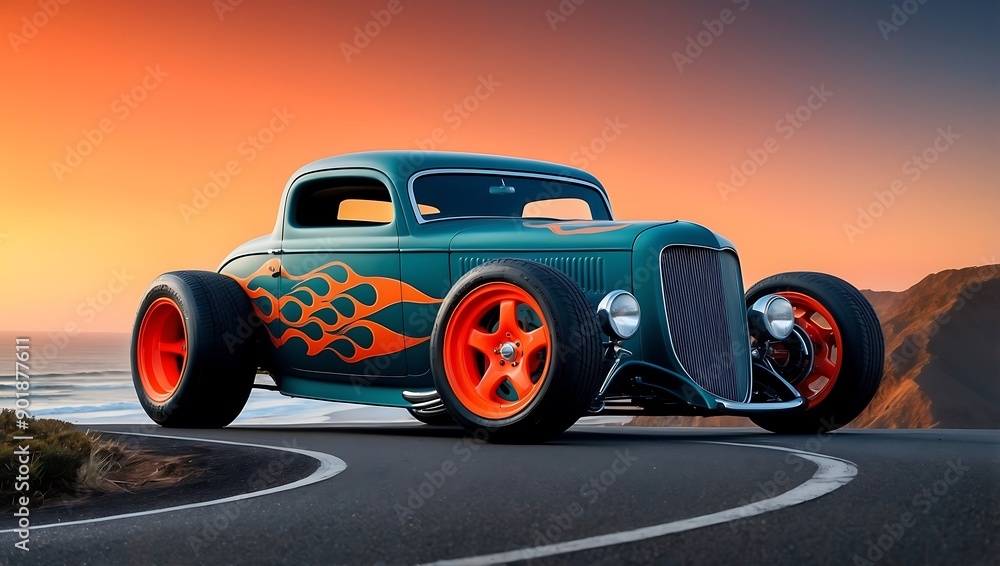 car on the road, fire car, sport car, beautiful colors car on the road, fire car, sport car, beautiful colors