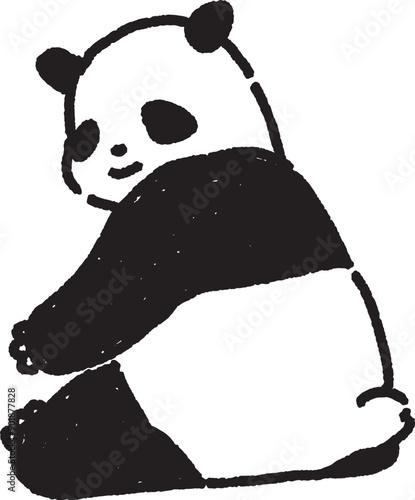 パンダの手描きイラスト