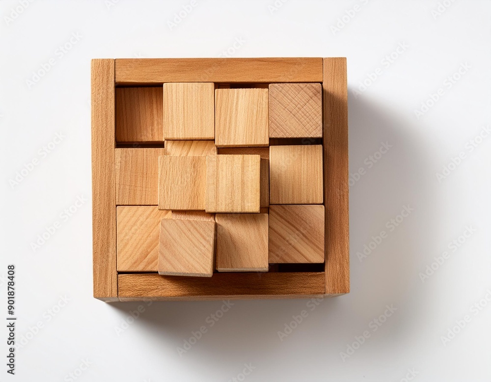 wooden block box concept with wood cube isolated on white background for mock up top view layout wooden block box concept with wood cube isolated on white background for mock up top view layout