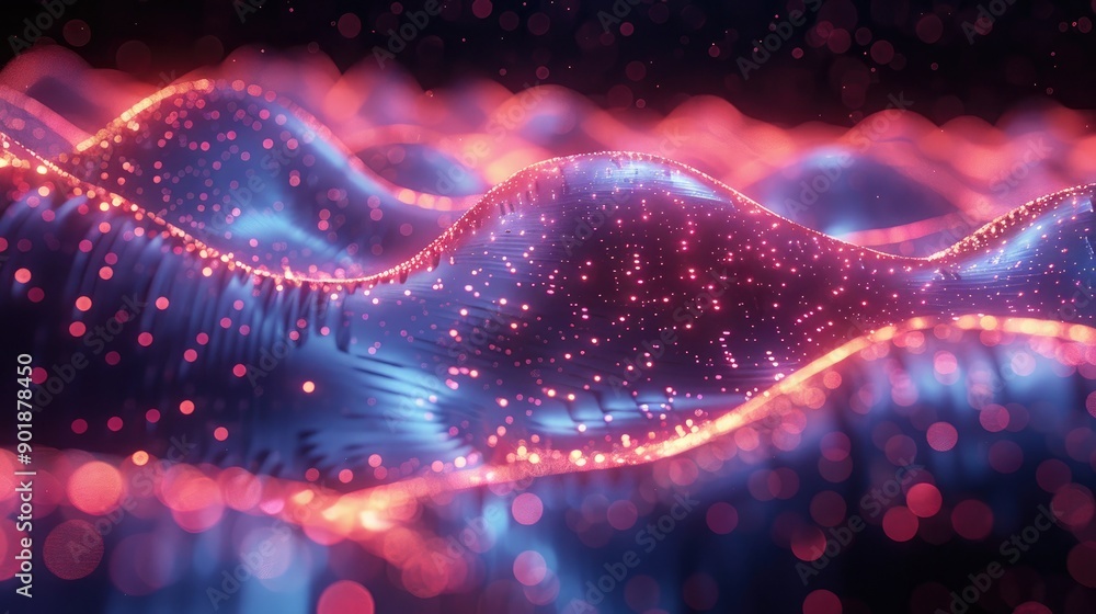 Futuristic 3D Neon Music Waves on a Black Background with Vibrant Effects Futuristic 3D Neon Music Waves on a Black Background with Vibrant Effects