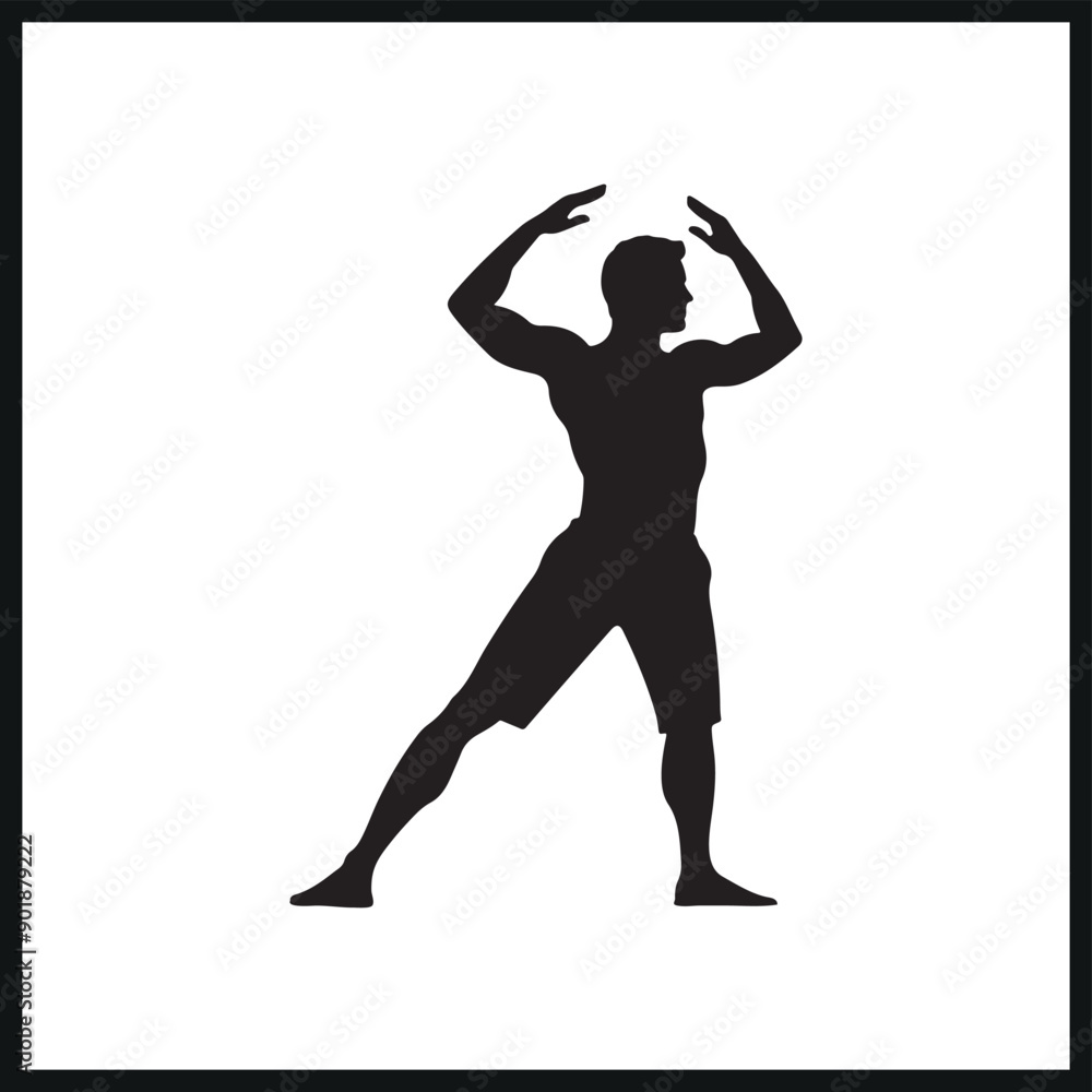 A man stretching the body vector silhouette A man stretching the body vector silhouette
