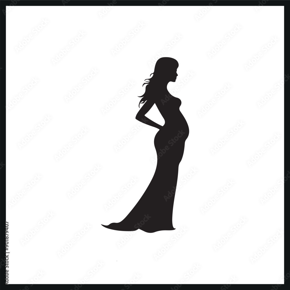 A Pregnant woman vector silhouette profile. maternity icon A Pregnant woman vector silhouette profile. maternity icon