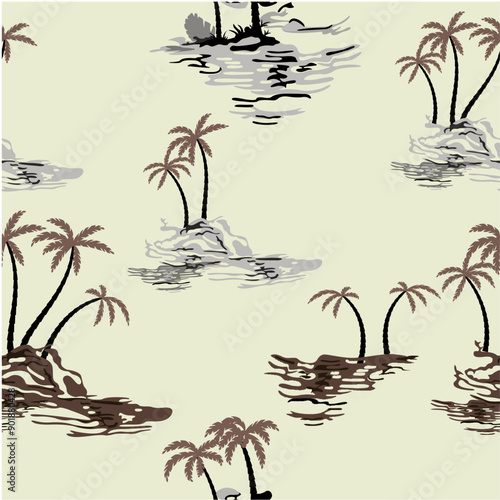 shorts coconut tree summer fashion beige vector illustration