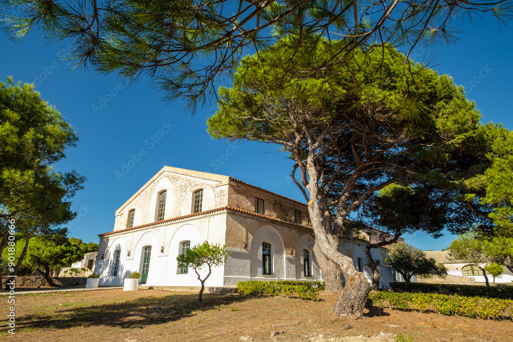 Oreo building, Island of Lazaret, Illa del Llatzeret, Mahon port interior, Menorca, balearic islands, Spain Oreo building, Island of Lazaret, Illa del Llatzeret, Mahon port interior, Menorca, balearic islands, Spain