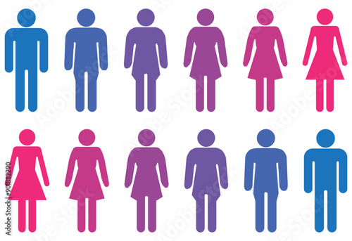 man and woman pictogram transformation color icon