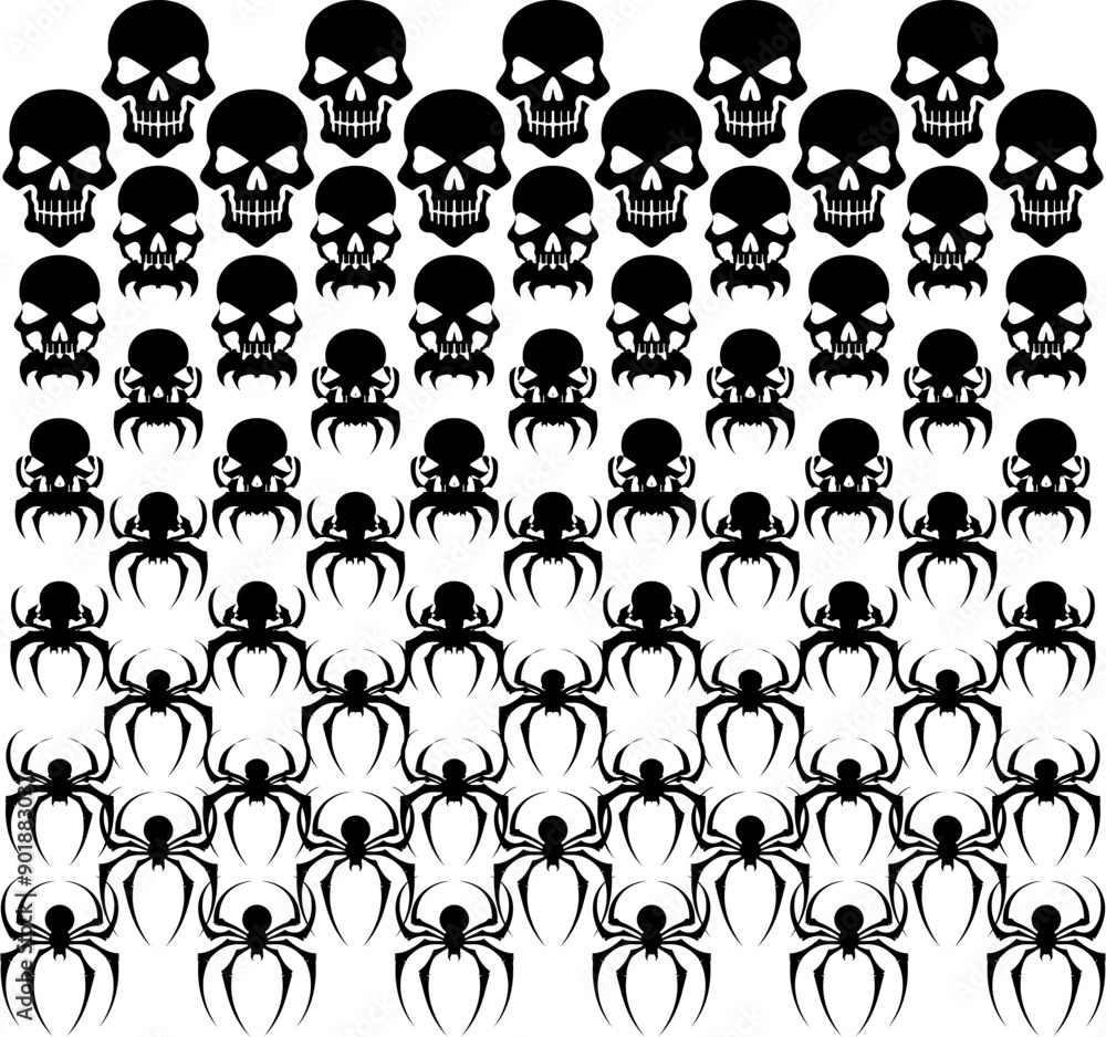 Obraz premium skull spider transformation halloween horror background