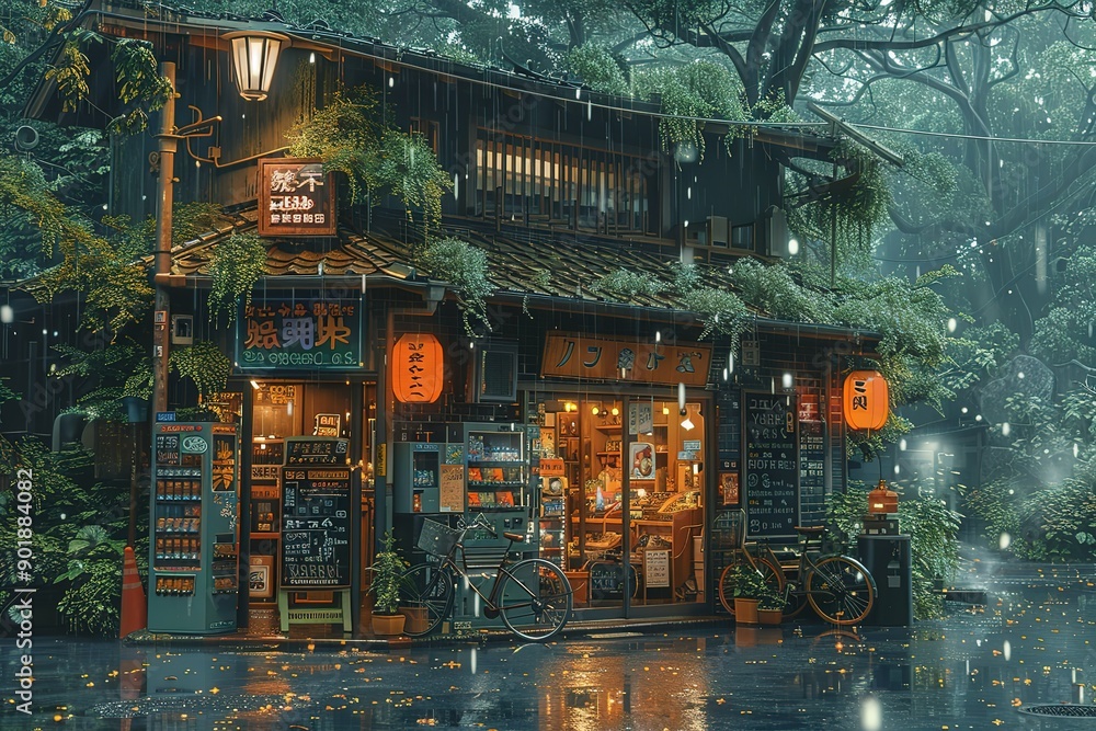 A small shop with a sign that says A small shop with a sign that says