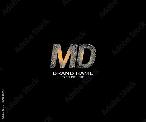 MD letter logo design with a circle shape MD Logo design. MD letter logo creative design. MD unique design photo