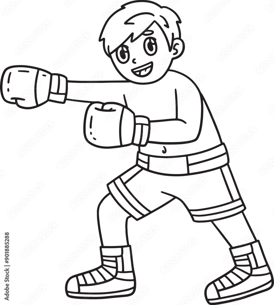 Boxing Boxer Punching Isolated Coloring Page Boxing Boxer Punching Isolated Coloring Page
