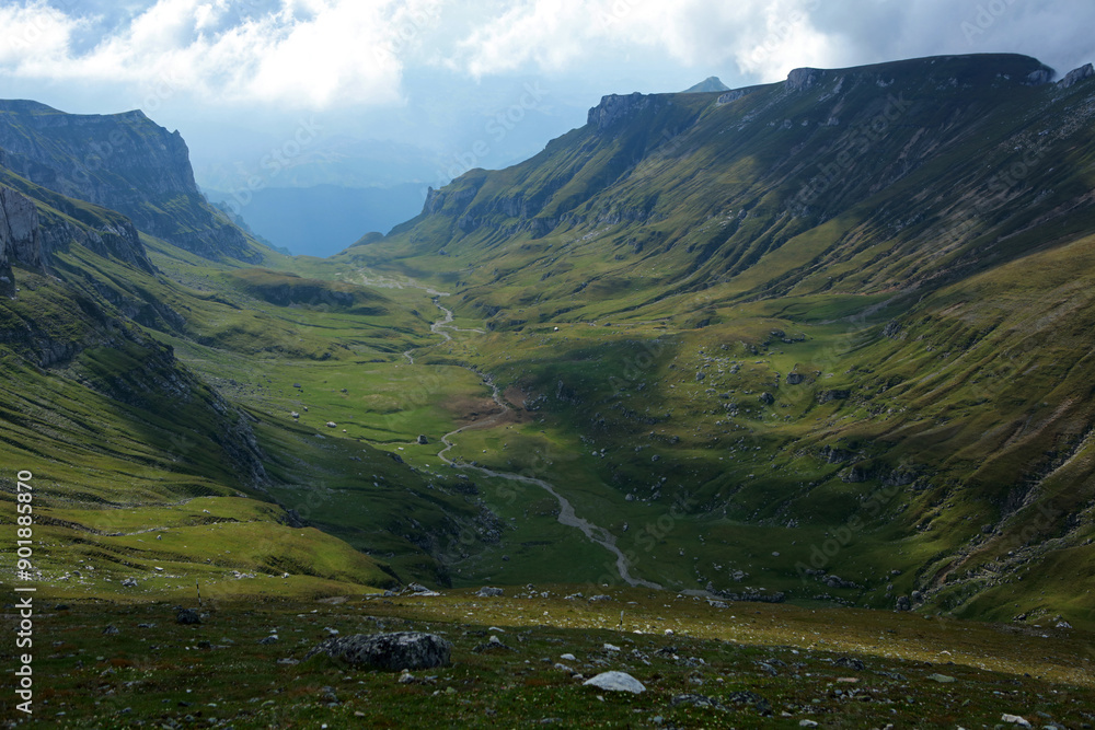 Landscape of valley in Bucegi Mountains, Romania