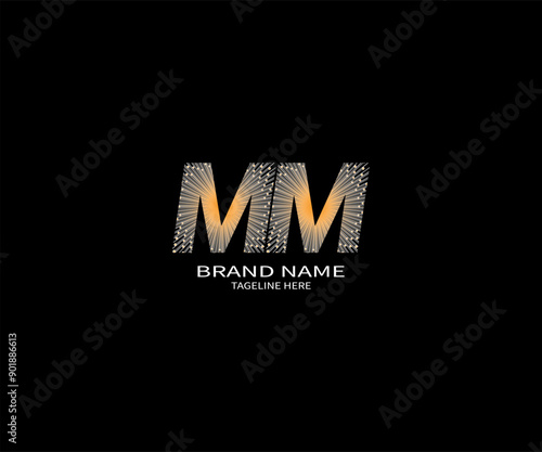 MM letter logo design on black background. MM creative initials letter logo concept. MM unique design