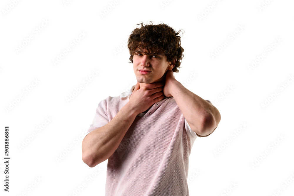 Virus caused inflammation of the back of the throat. Suffering acute sore throat from pharyngitis. Severe change in voice and hoarseness caused by laryngitis. Virus caused inflammation of the back of the throat. Suffering acute sore throat from pharyngitis. Severe change in voice and hoarseness caused by laryngitis.