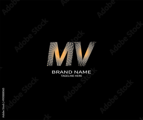 MV letter logo design on black background. MV creative initials letter logo concept. MV unique design